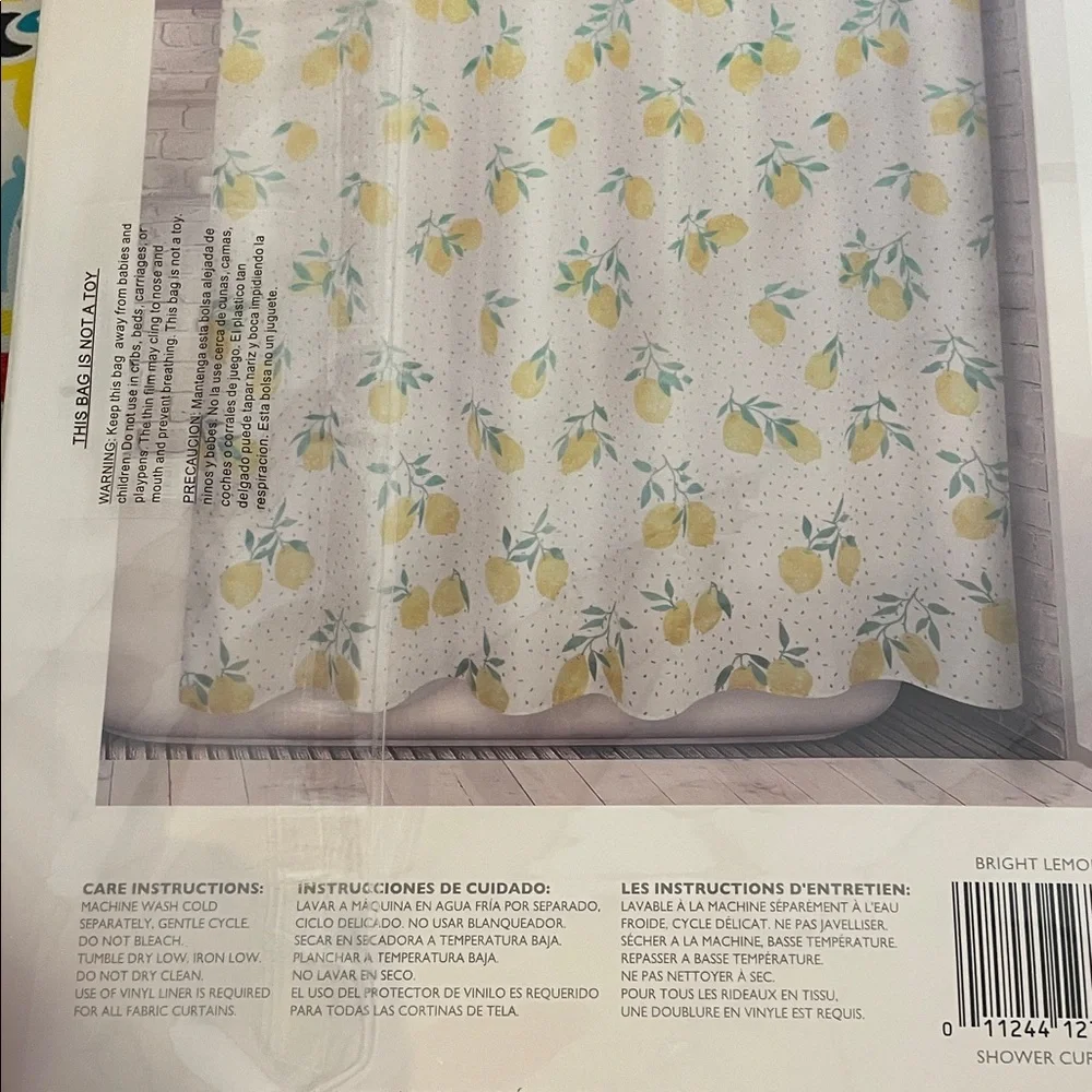 Allure Bright Lemons Shower Curtain - White and Yellow NWT